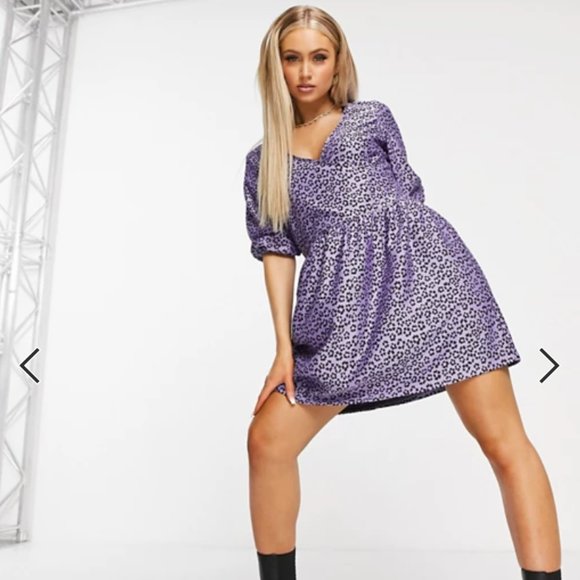 ASOS Purple Floral Smock Dress - Picture 1 of 4